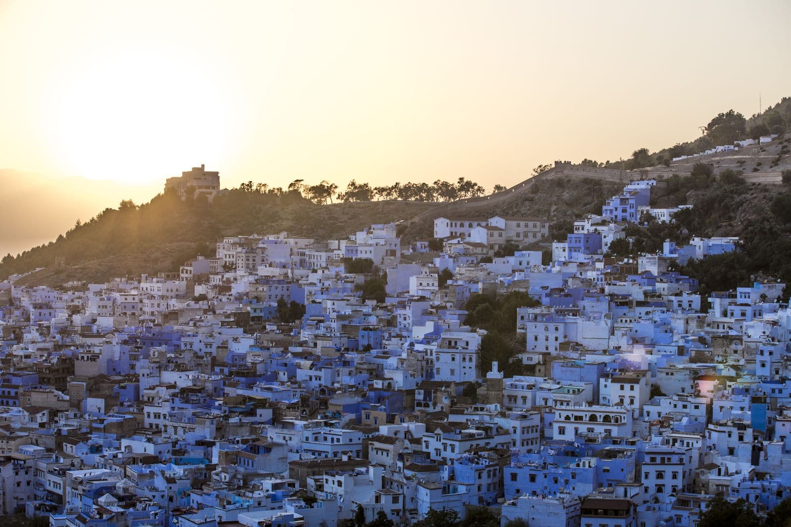 Blue-washed walls and staircases in the medina of Chefchaouen
